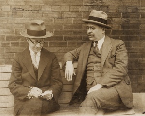 Jean Charbonneau, writer, translator and founding member of the École littéraire de Montréal, giving a interview to his friend Paul de Martigny, c. 1930