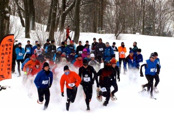 Départ de la course «Raquettes d'Abraham», à Québec, en janvier 2013