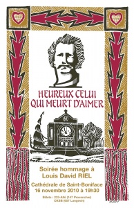 Affiche du spectacle commémorant le 125e de la mort de Louis Riel en 2010.