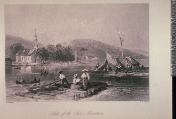 L'Église de l'Annonciation d'Oka vue du lac des Deux-Montagnes vers 1839-1842