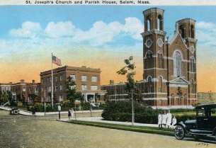 Postcard depicting St. Josephs Church on the eve of the Great Fire of 1914